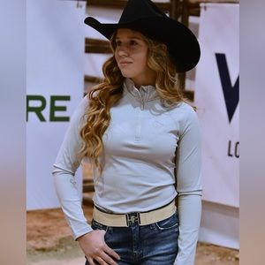 Cream with gold buckle Surcingle Belt Elastic One Size Fits All equestrian